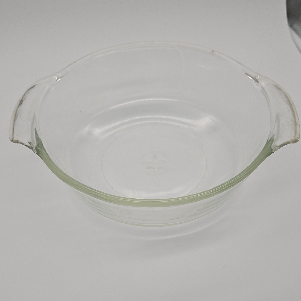 Fire King Clear Glass Round Baking Dish with Handles
